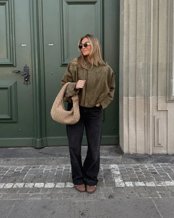 LUMIÈRE | Faux Suede Bomber Jacket