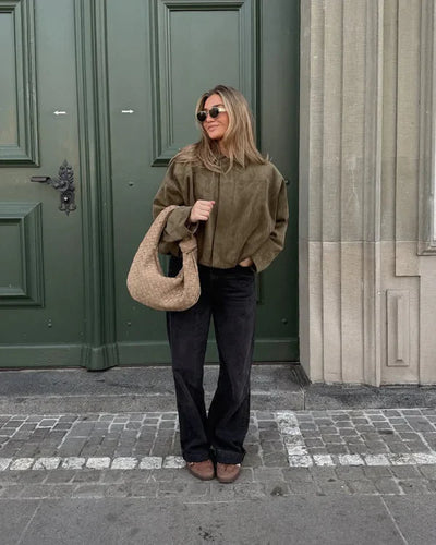 LUMIÈRE | Faux Suede Bomber Jacket