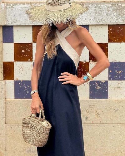Sienna | Elegant Dress with Open Back and Stylish Crossed Neckline
