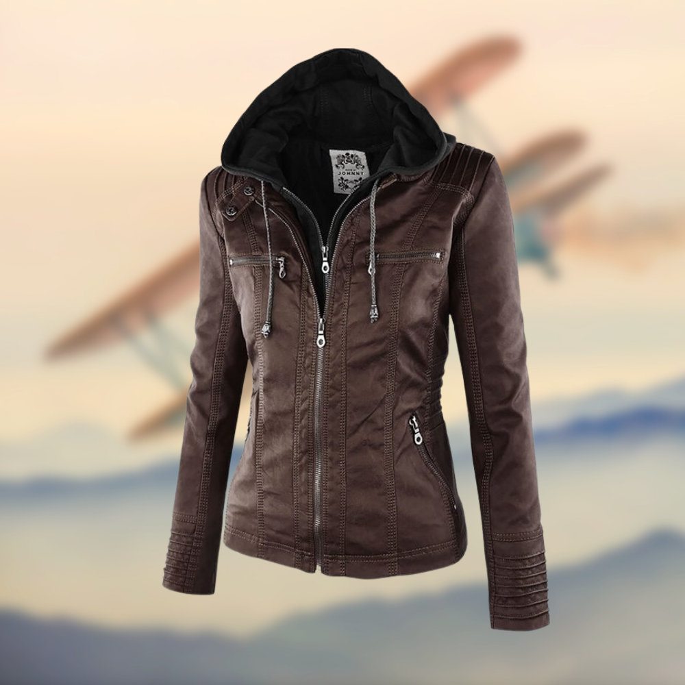 Karolina | Soft Leather Jacket with Hood