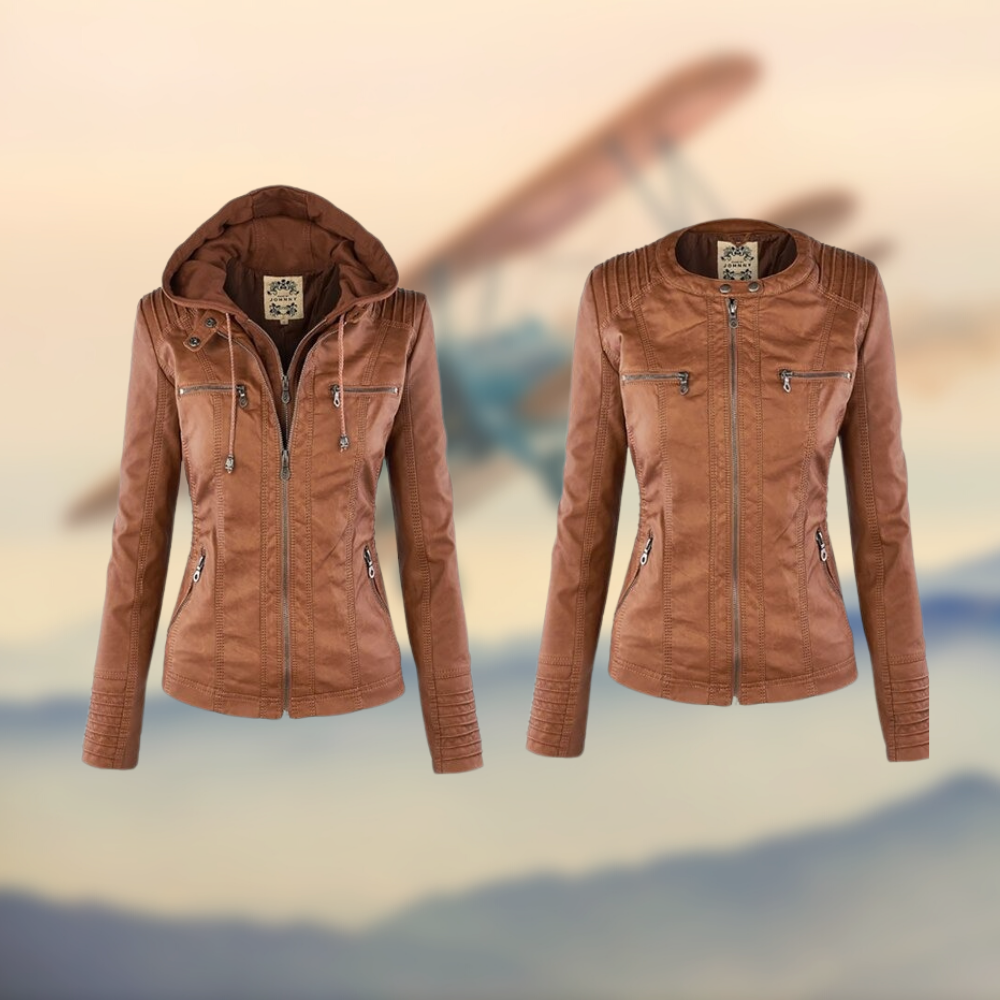 Karolina | Soft Leather Jacket with Hood