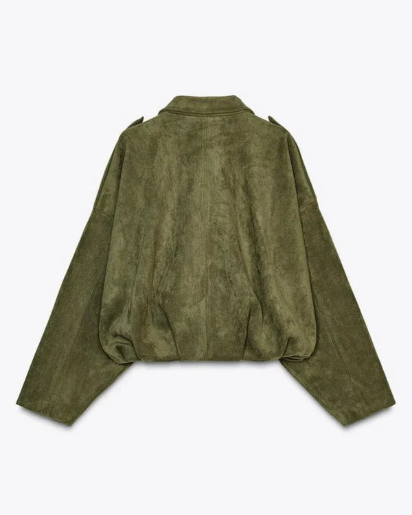 LUMIÈRE | Faux Suede Bomber Jacket