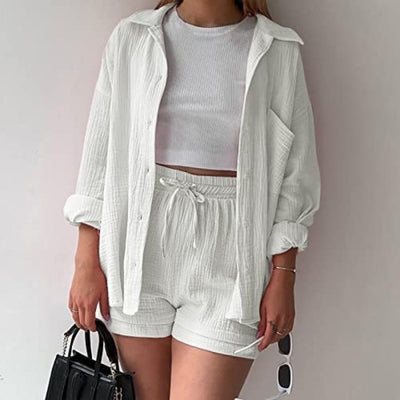 Adélie™ | 2-Piece Cotton Shirt and Shorts Set