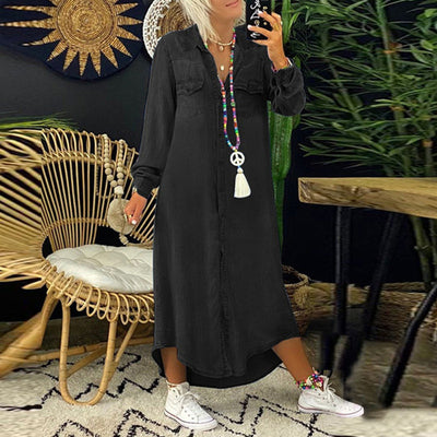 Yara™ – Long-Sleeved Denim Maxi Dress