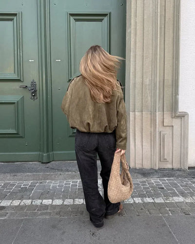 LUMIÈRE | Faux Suede Bomber Jacket