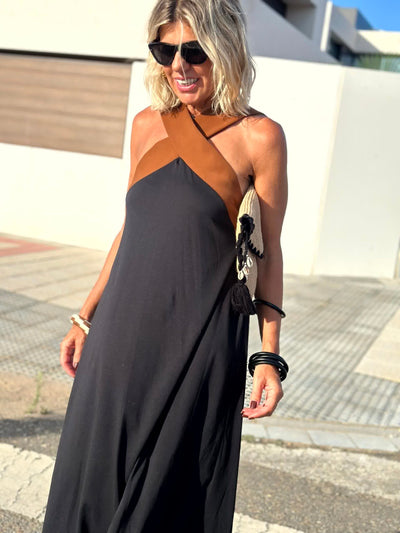 Sienna | Elegant Dress with Open Back and Stylish Crossed Neckline