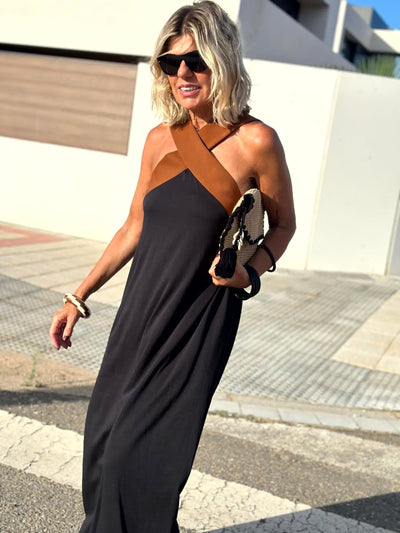 Sienna | Elegant Dress with Open Back and Stylish Crossed Neckline