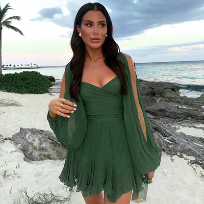 Ariane™ | Elegant Long-Sleeve Dress with Flowing Skirt for Women