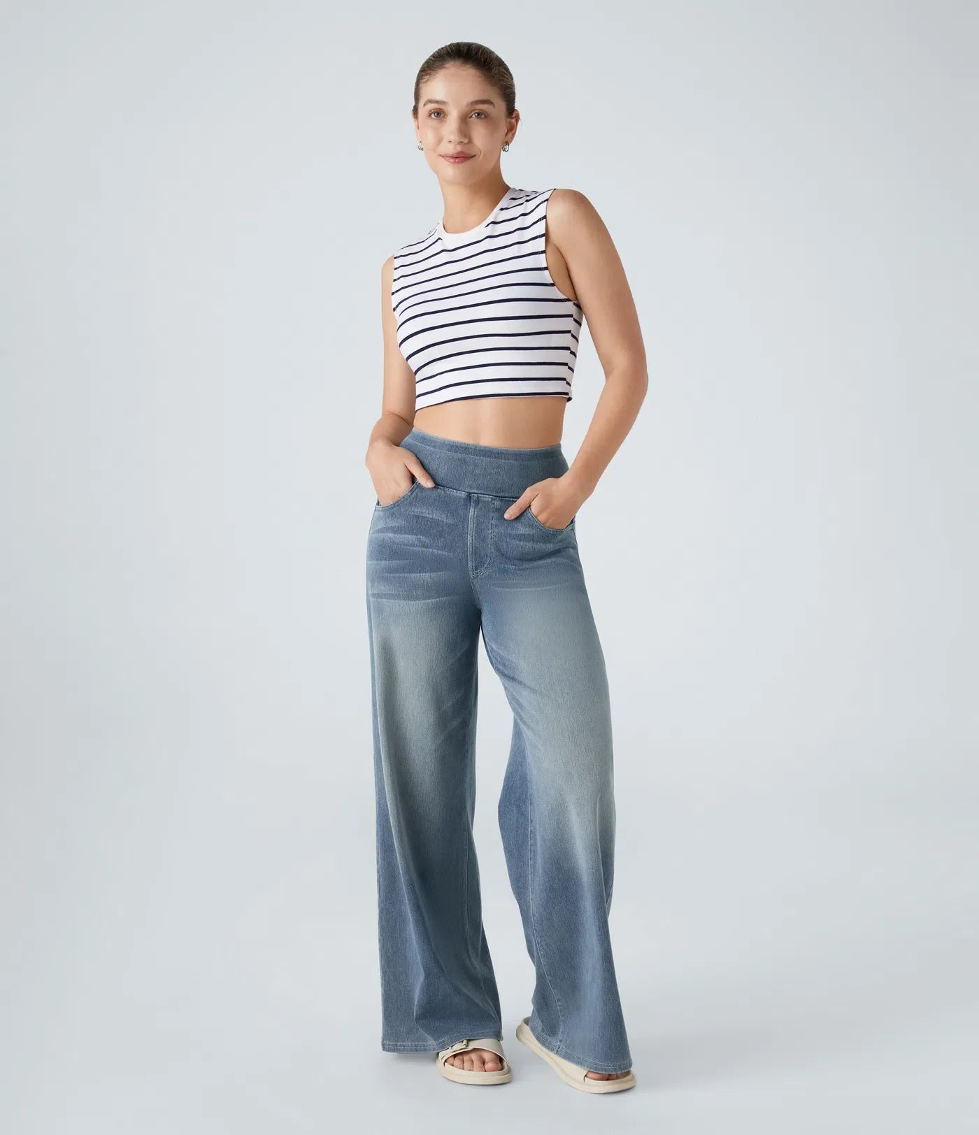 Eva | High-Waisted Elastic Trousers