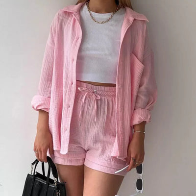 Adélie™ | 2-Piece Cotton Shirt and Shorts Set